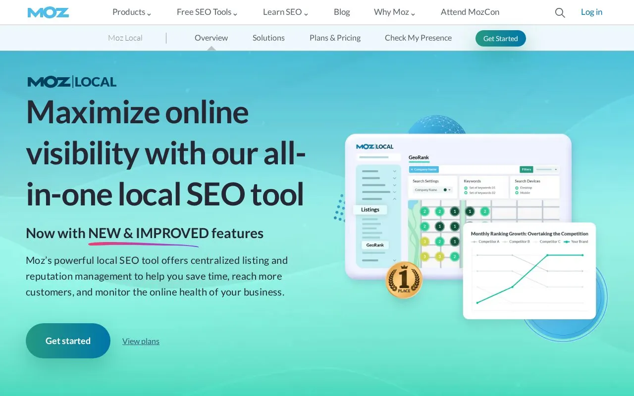 Moz Local homepage screenshot