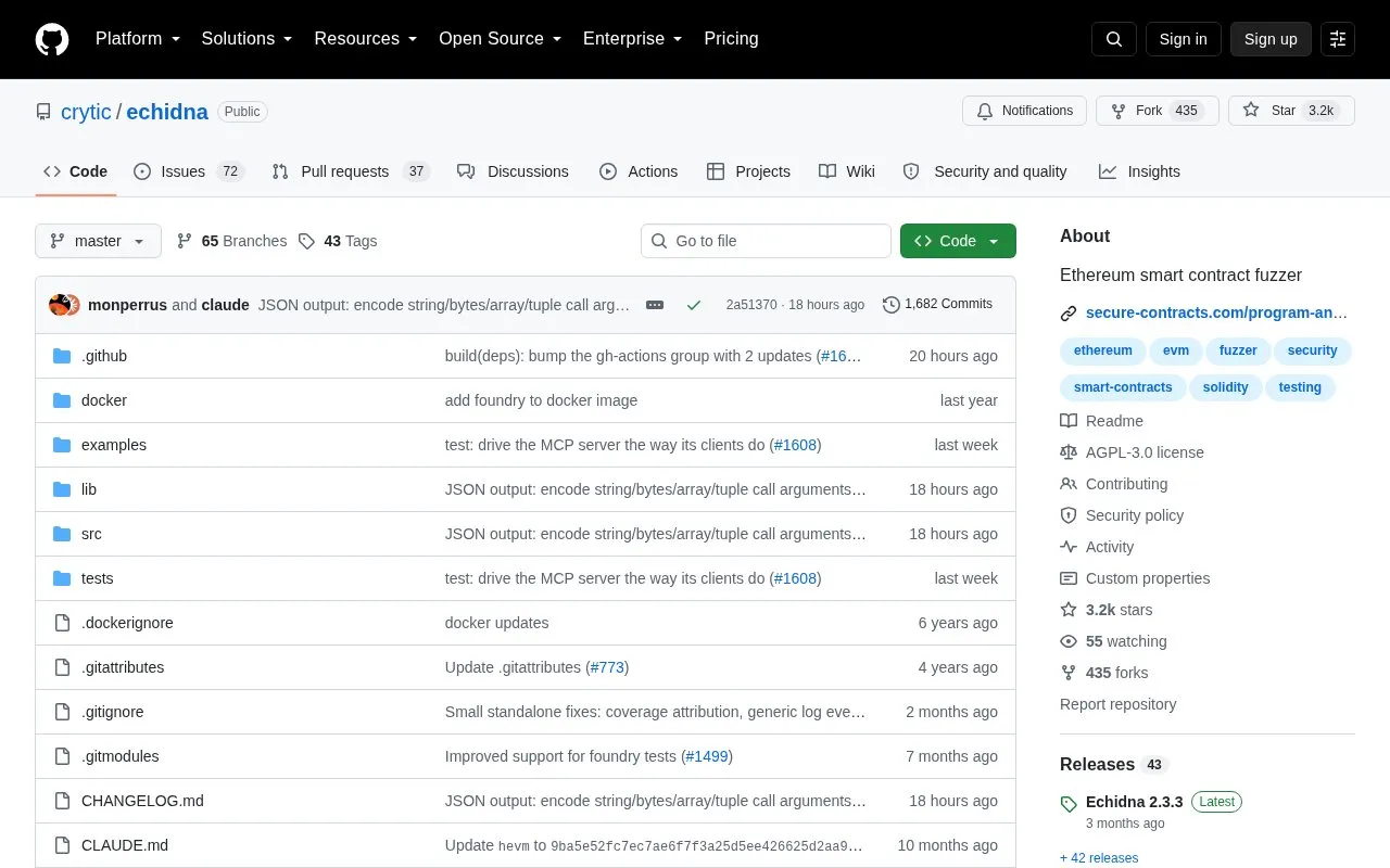 Echidna homepage screenshot