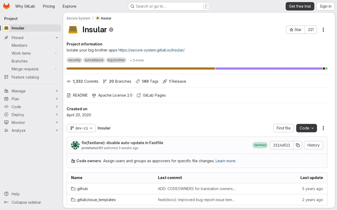 Insular homepage screenshot