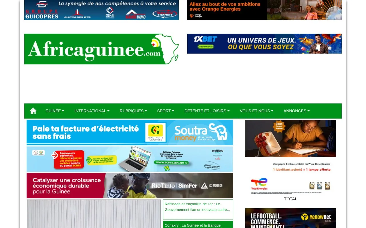 Africaguinee homepage screenshot