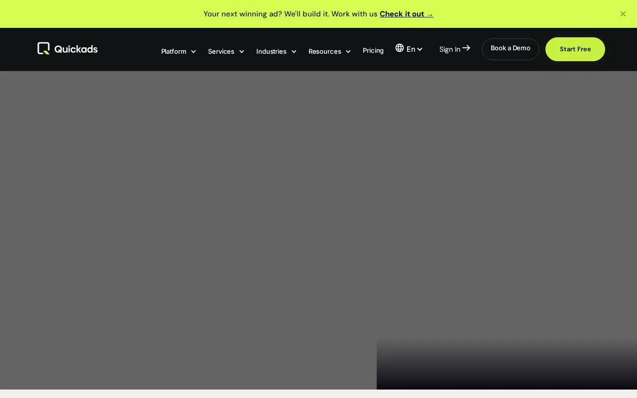 Quickads homepage screenshot