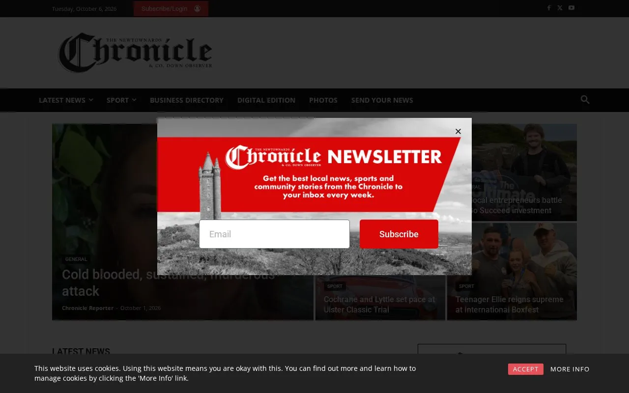 Newtownards Chronicle homepage screenshot