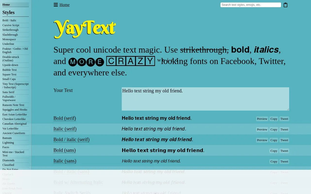 YayText! homepage screenshot