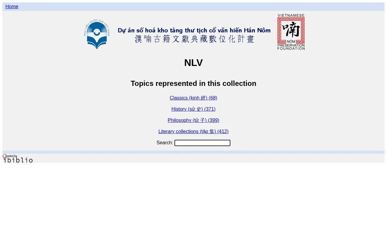 Digital Library of Hán-Nôm homepage screenshot