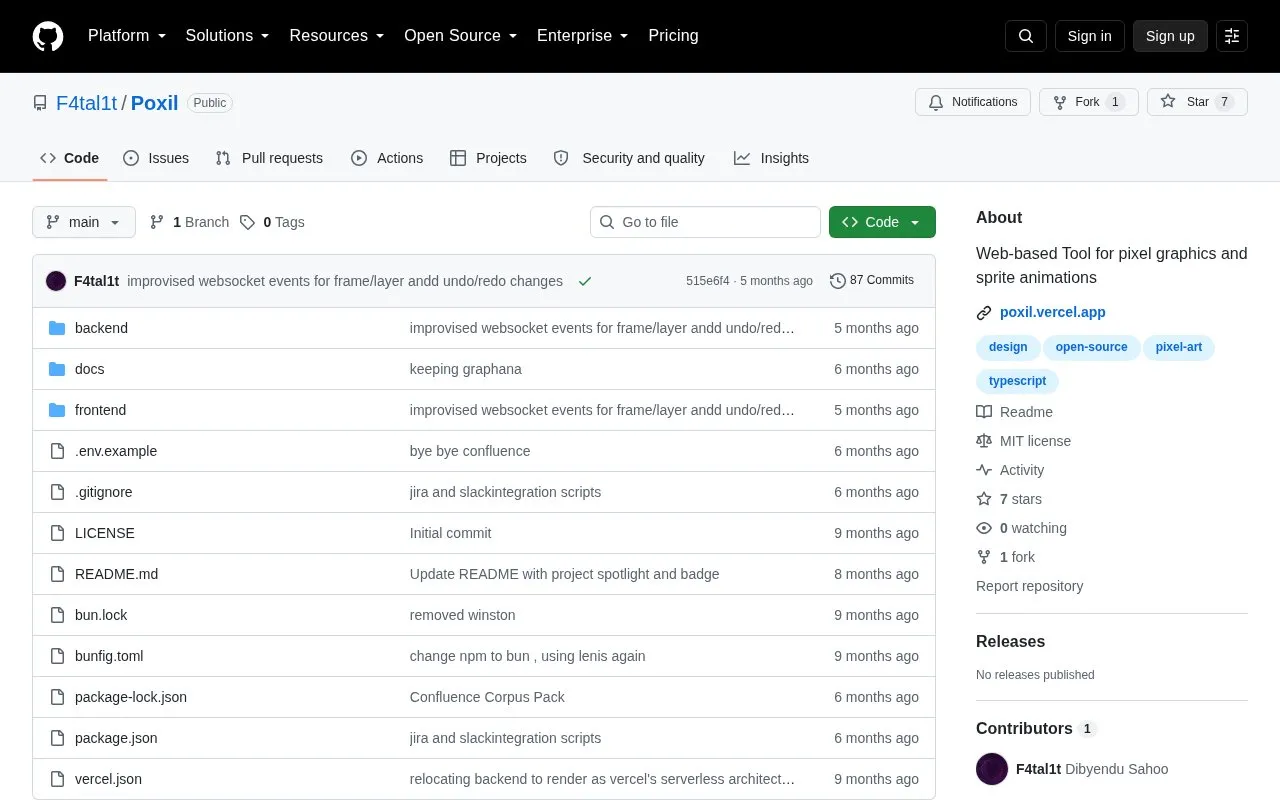 Poxil homepage screenshot