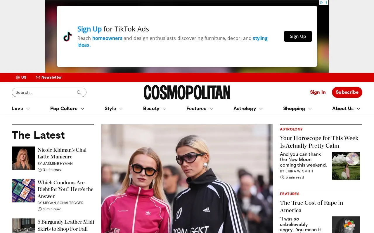 Cosmopolitan homepage screenshot