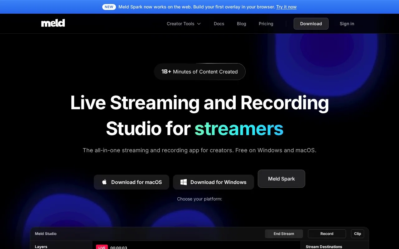 MeldStudio homepage screenshot