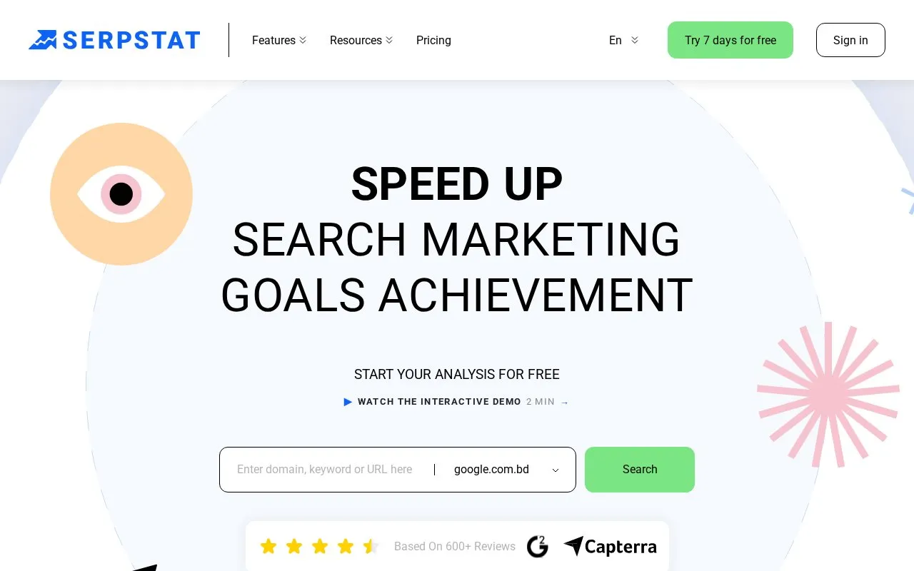 Serpstat homepage screenshot