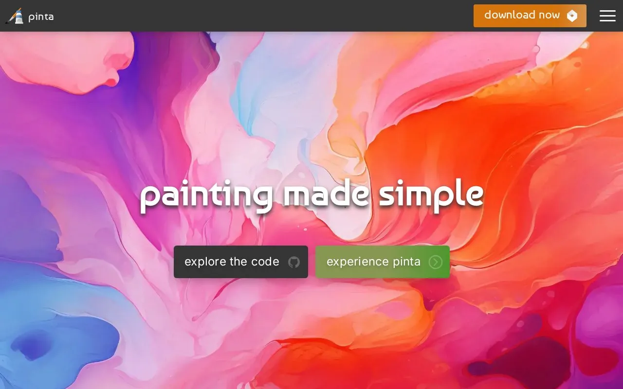 Pinta homepage screenshot