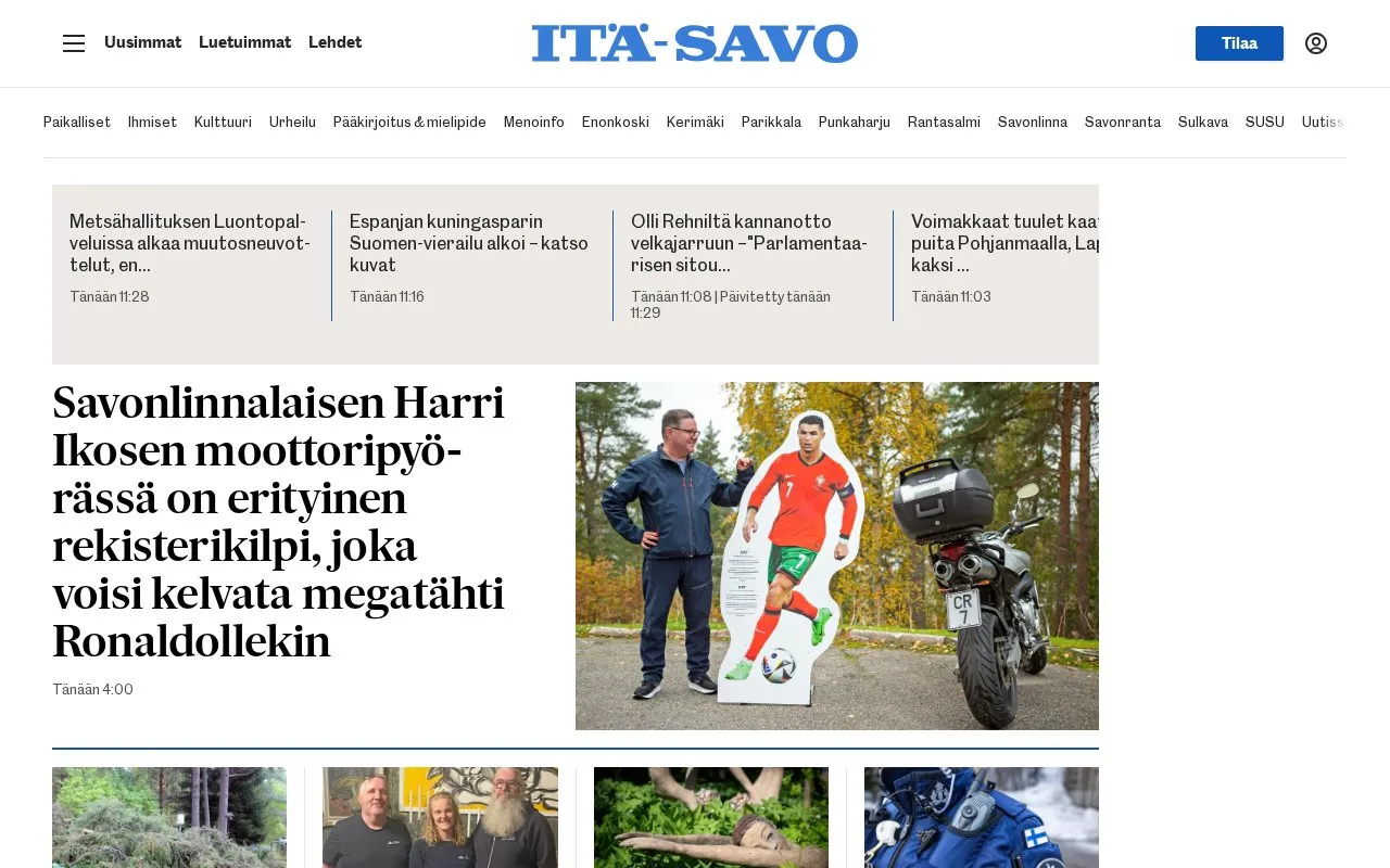 Itä-Savo homepage screenshot