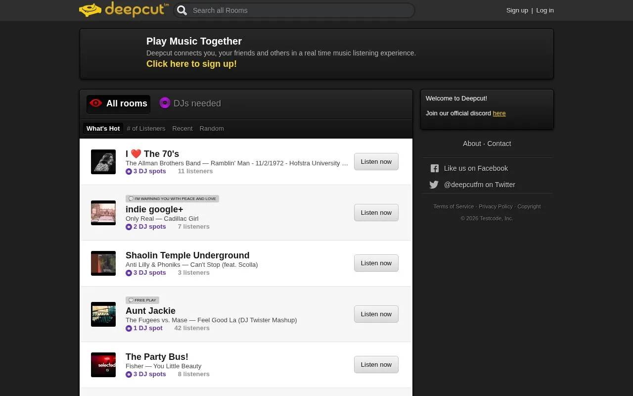 deepcut.fm homepage screenshot