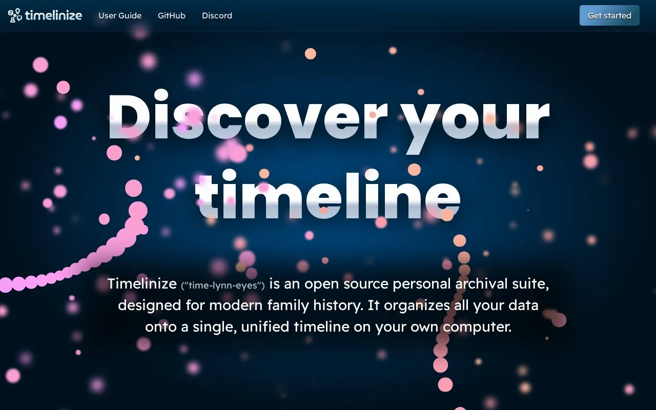 Timeliner homepage screenshot