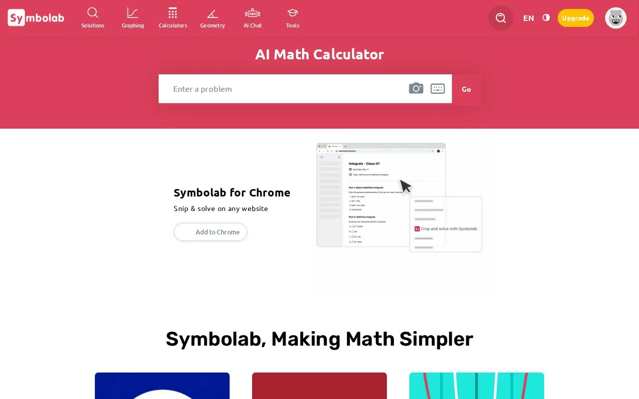 Symbolab homepage screenshot