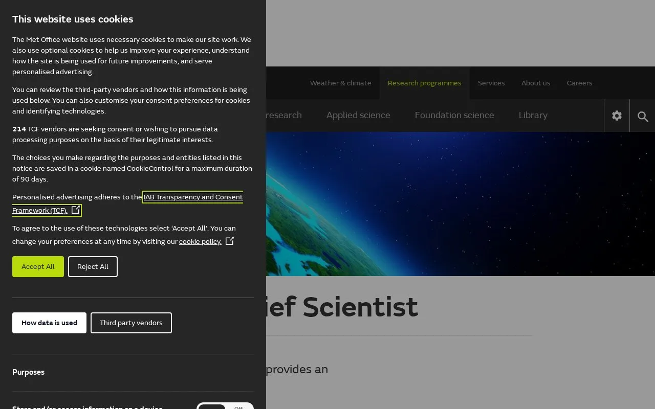 Met Office homepage screenshot