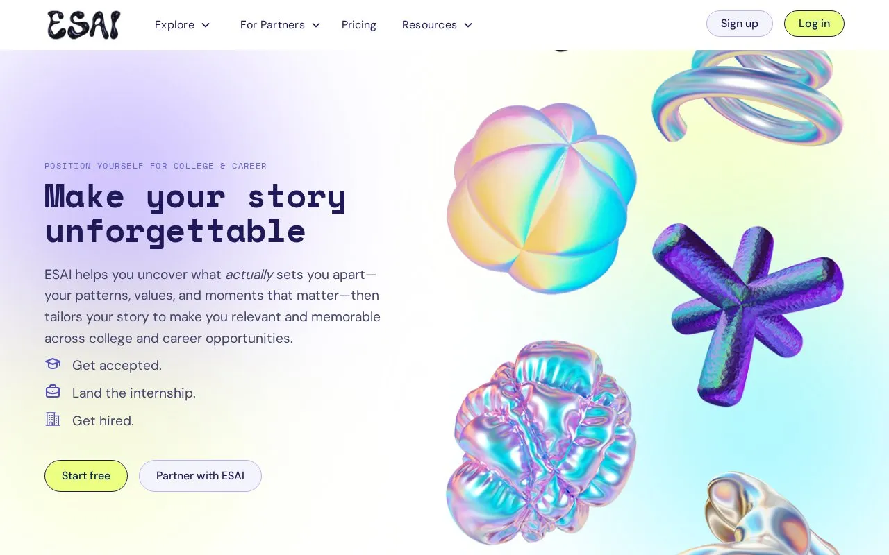 ESAI homepage screenshot