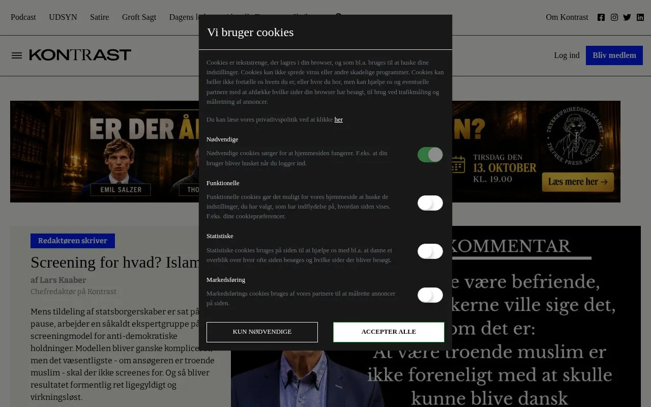 Kontrast homepage screenshot