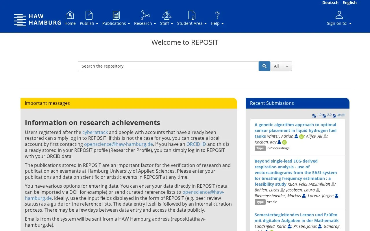 REPOSIT homepage screenshot