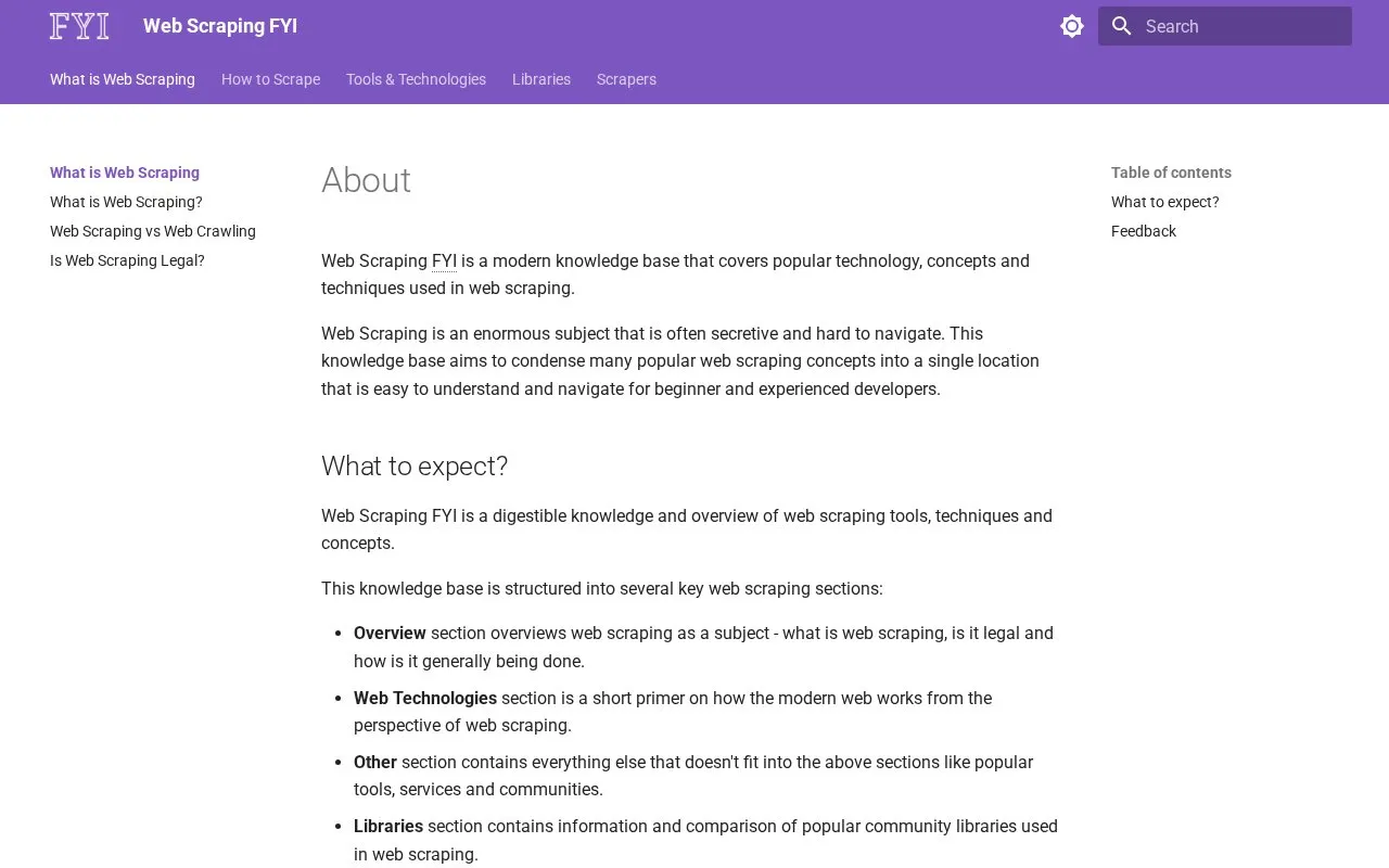 Web Scraping FYI homepage screenshot