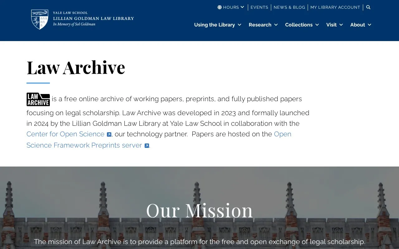 Law Archive homepage screenshot