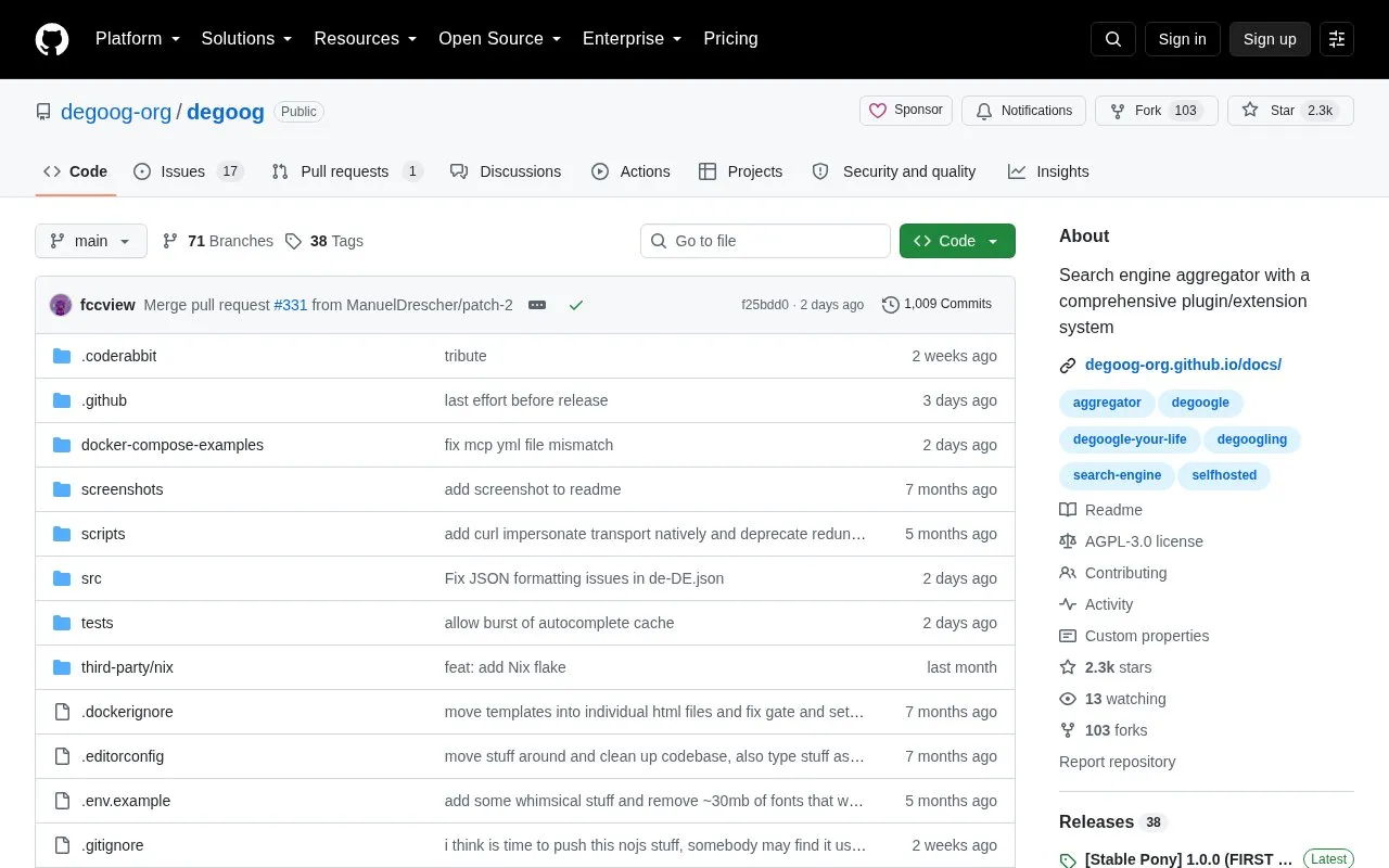 Degoog homepage screenshot