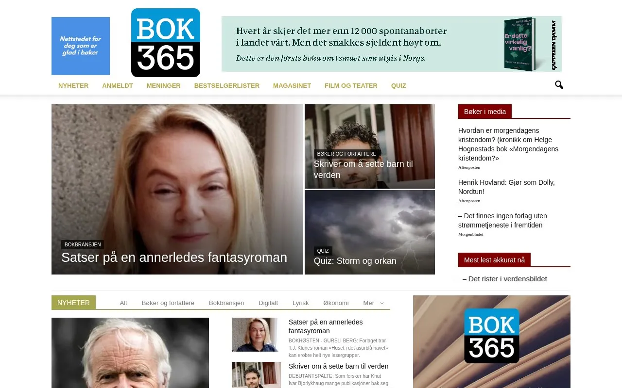 BOK365.no homepage screenshot
