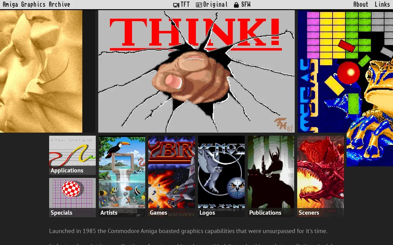 Amiga Graphics Archive homepage screenshot