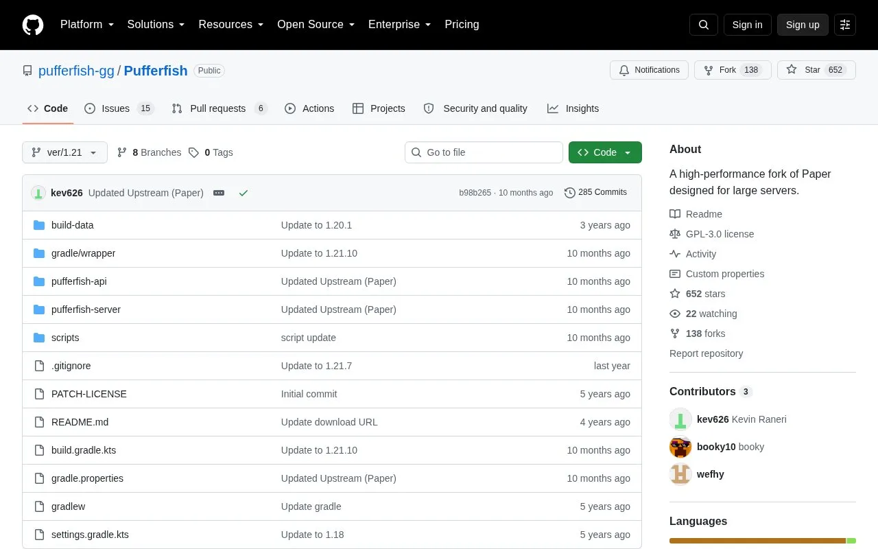 Pufferfish homepage screenshot