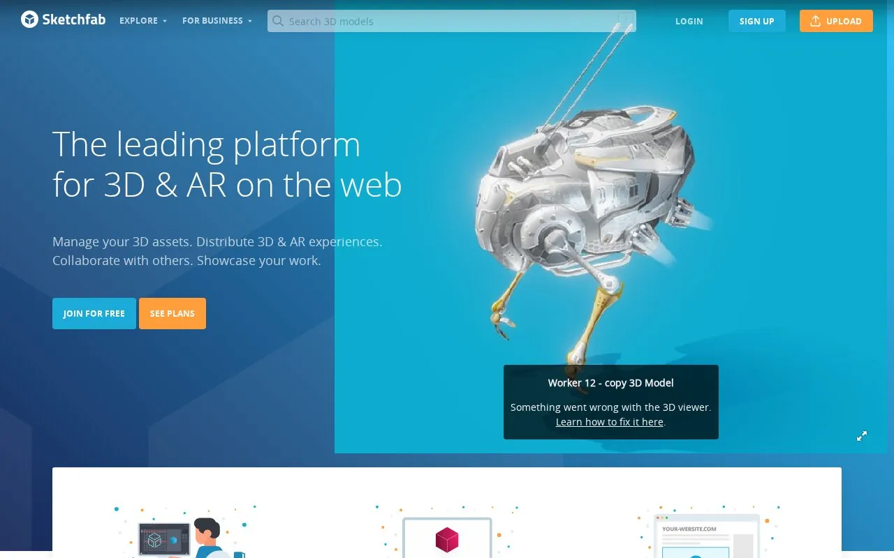 Sketchfab homepage screenshot