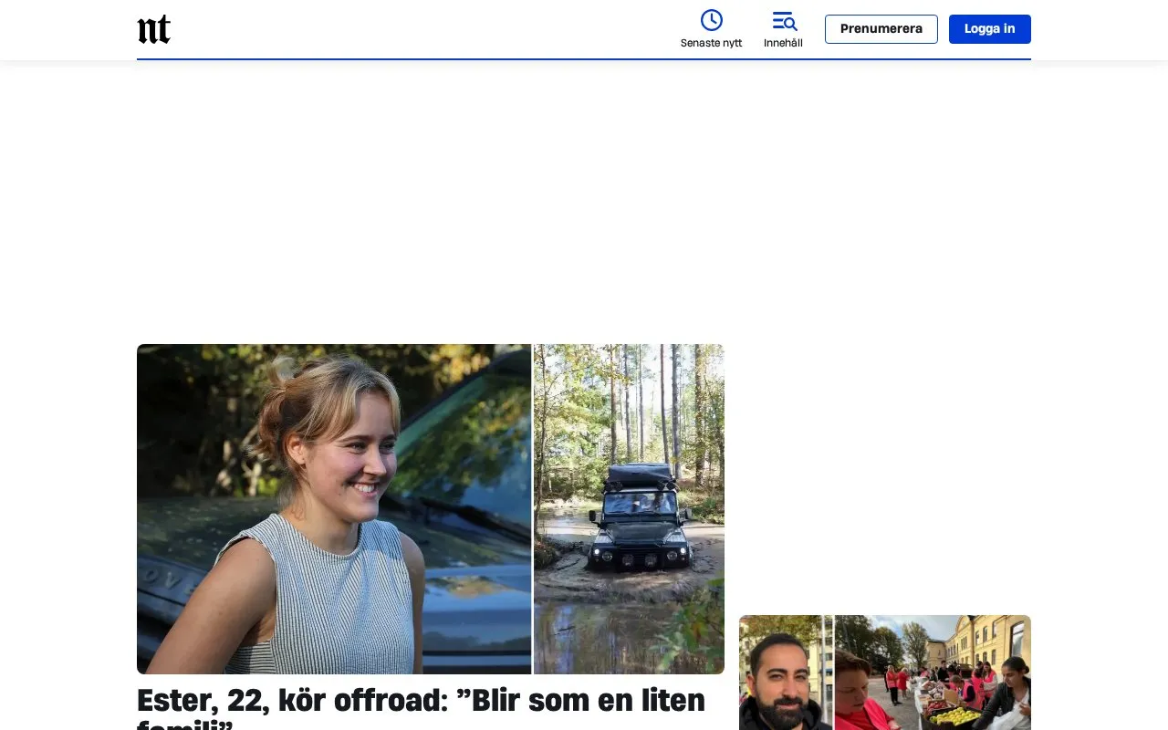 Norrköpings Tidningar homepage screenshot