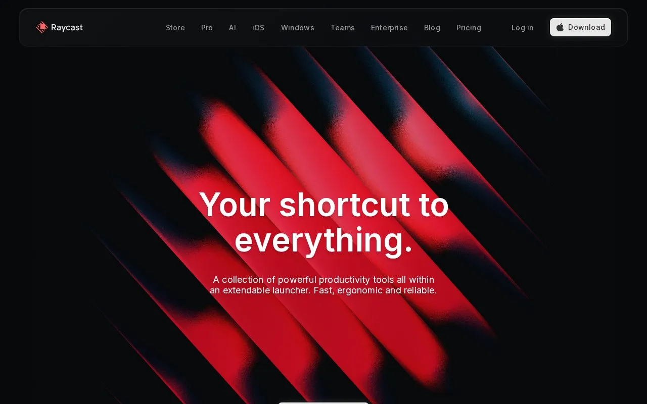 Raycast homepage screenshot