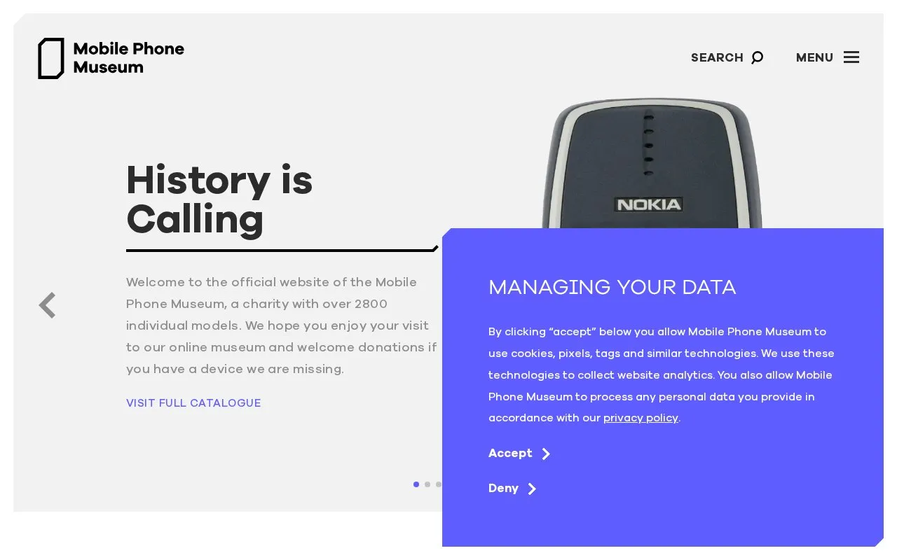 MobilePhoneMuseum homepage screenshot