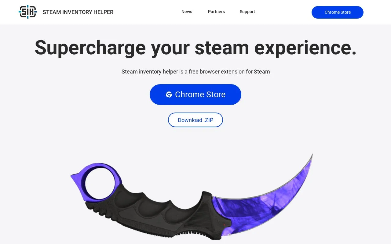 Steam Inventory Helper homepage screenshot