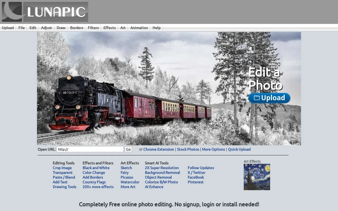 Lunapic homepage screenshot
