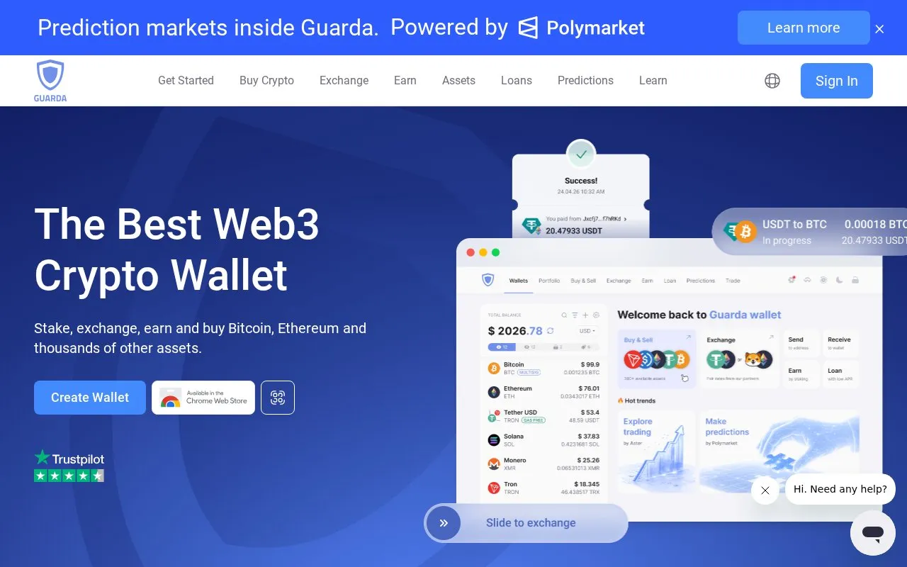 Guarda Wallet homepage screenshot