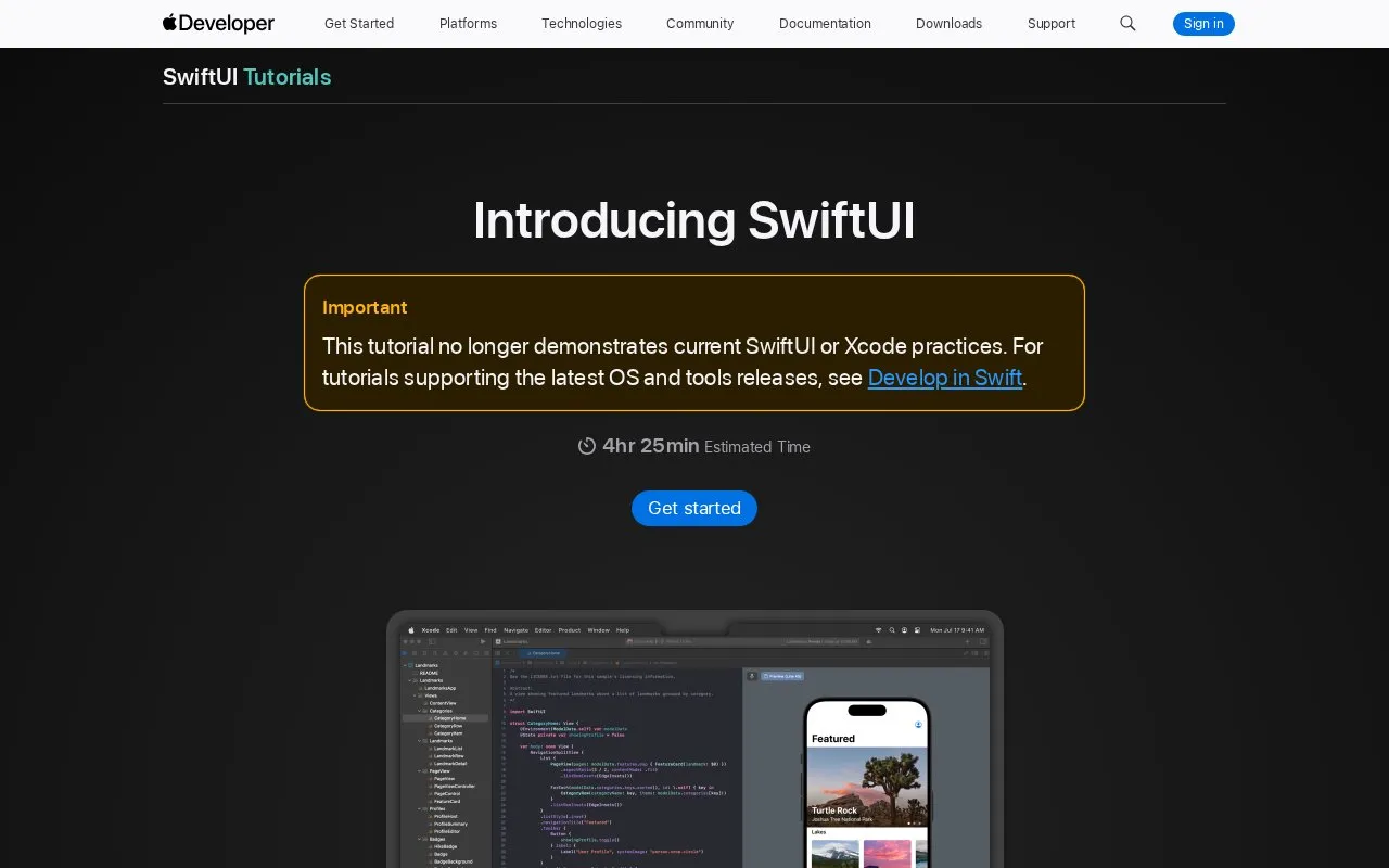 Swift Playgrounds homepage screenshot