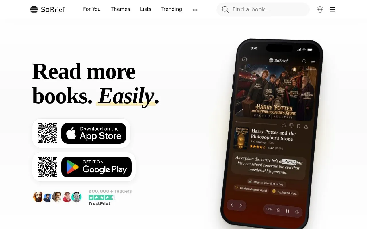 Sobrief homepage screenshot