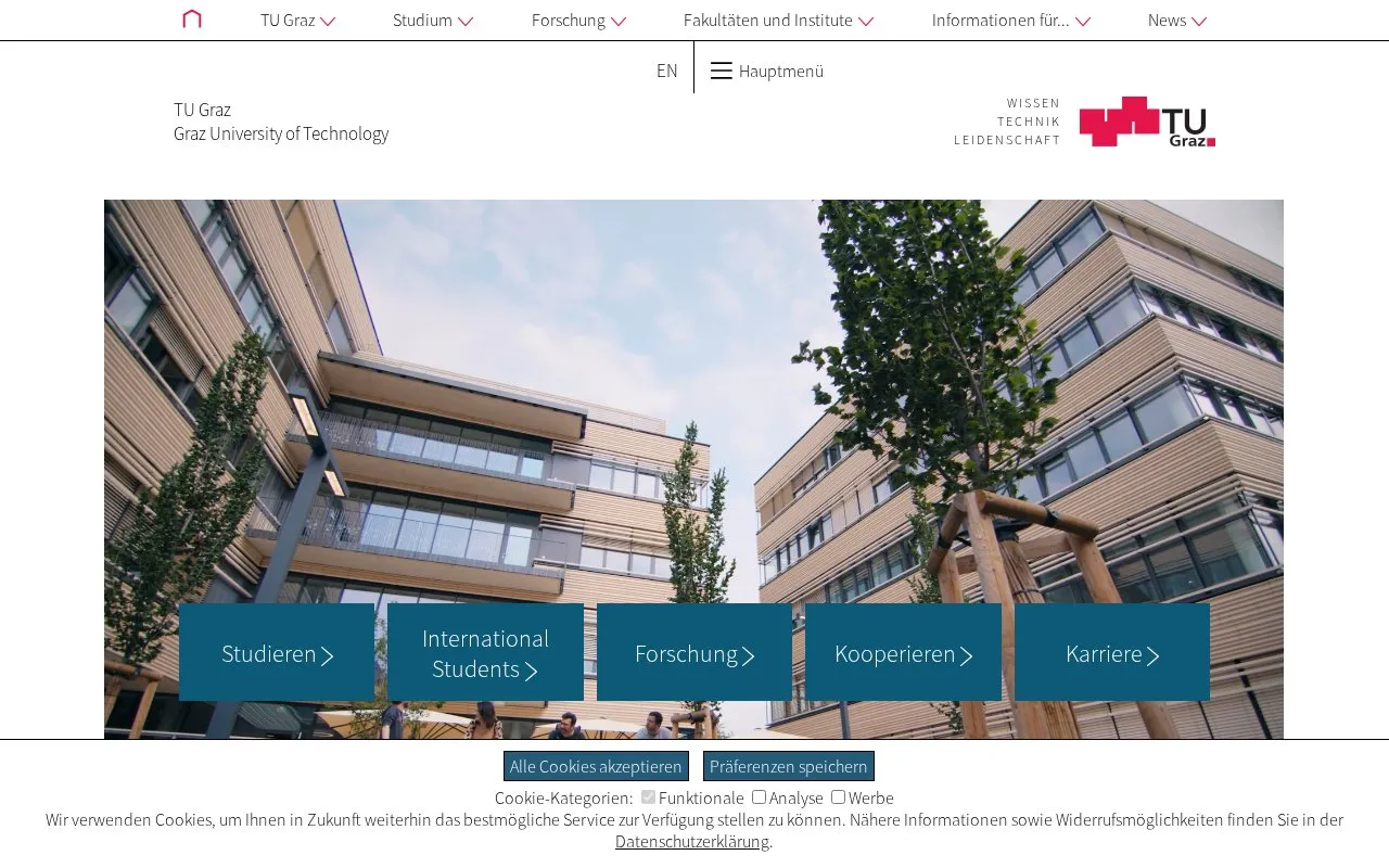 Technische Universitat Graz homepage screenshot