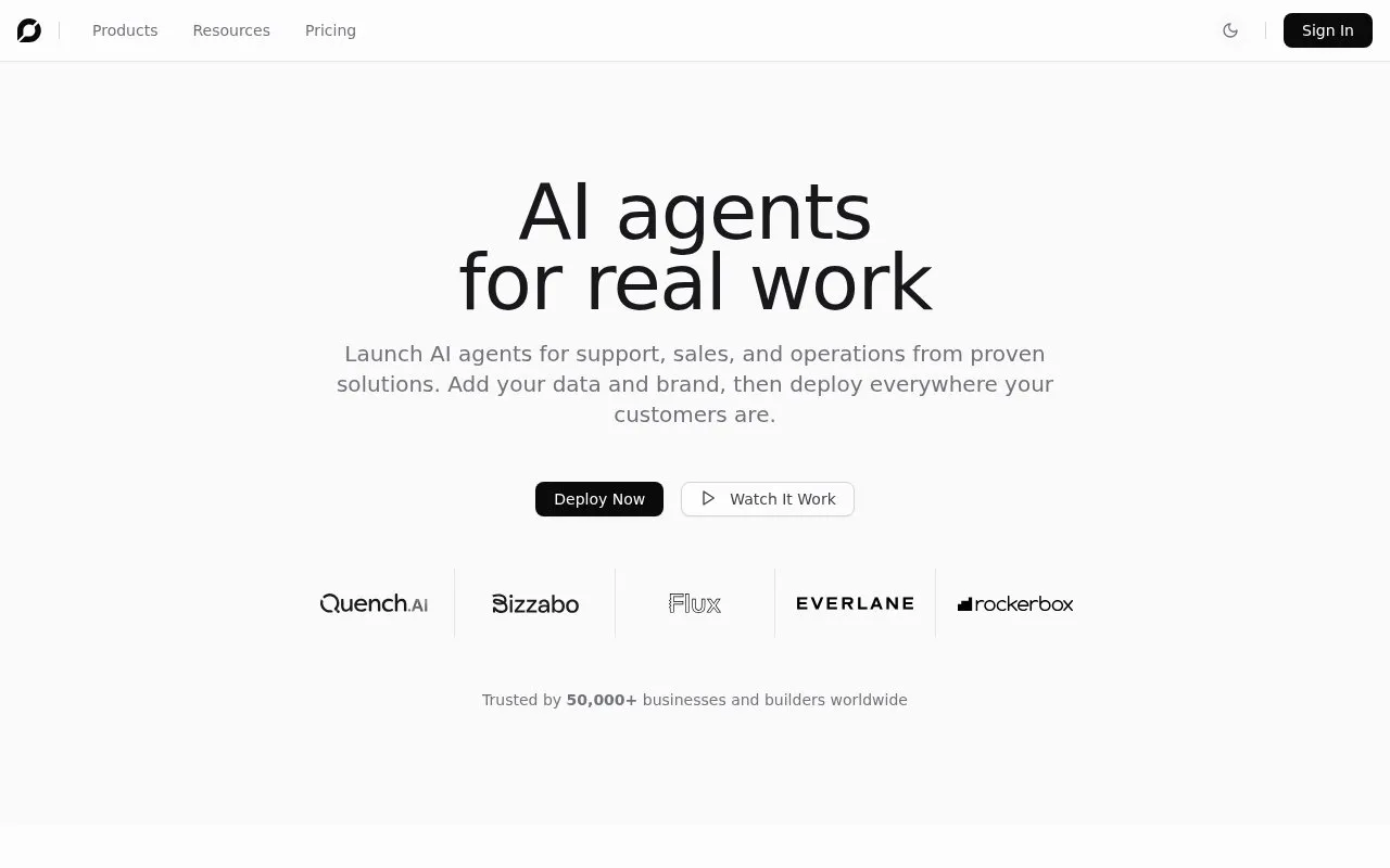 ChatBotKit homepage screenshot