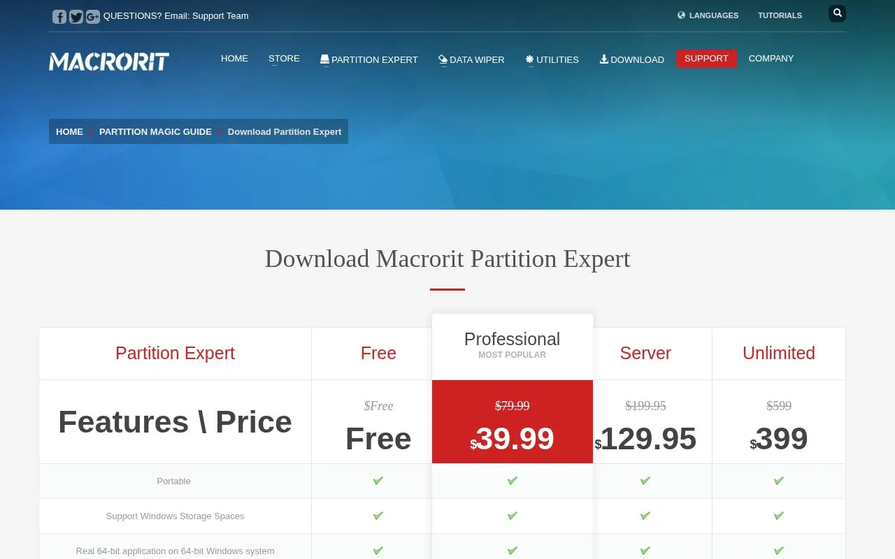 Macrorit Partition Expert homepage screenshot