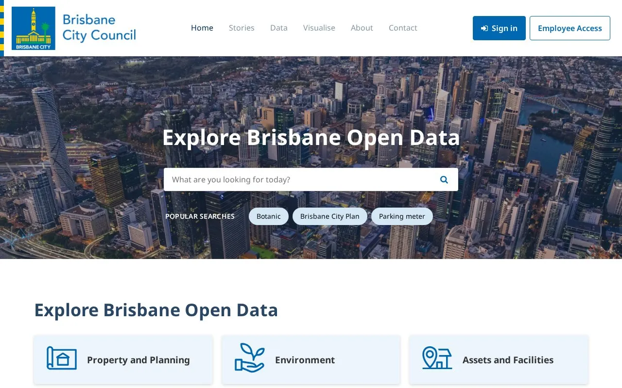 Brisbane Datastore homepage screenshot