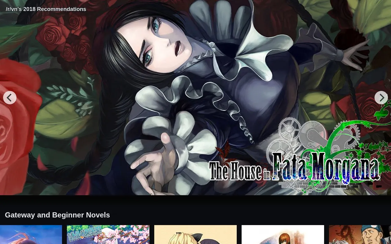 VN Recs homepage screenshot