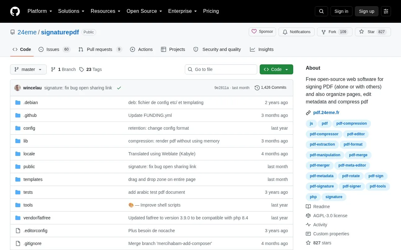Signaturepdf homepage screenshot