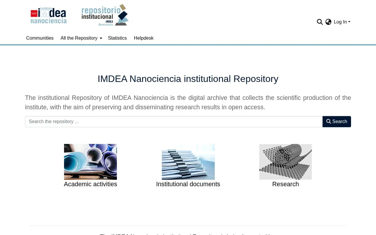 Institutional Repository of IMDEA Nanociencia homepage screenshot