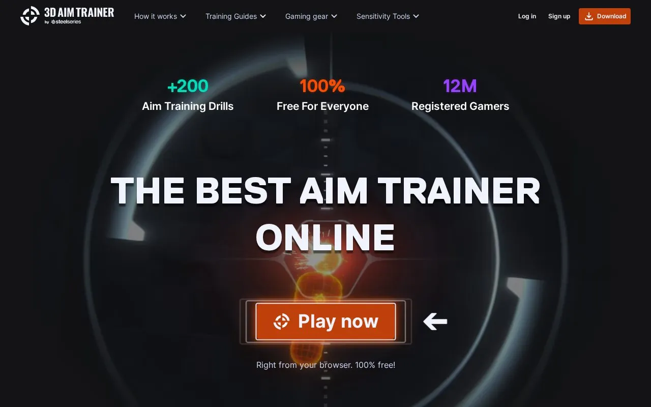 3D Aim Trainer homepage screenshot