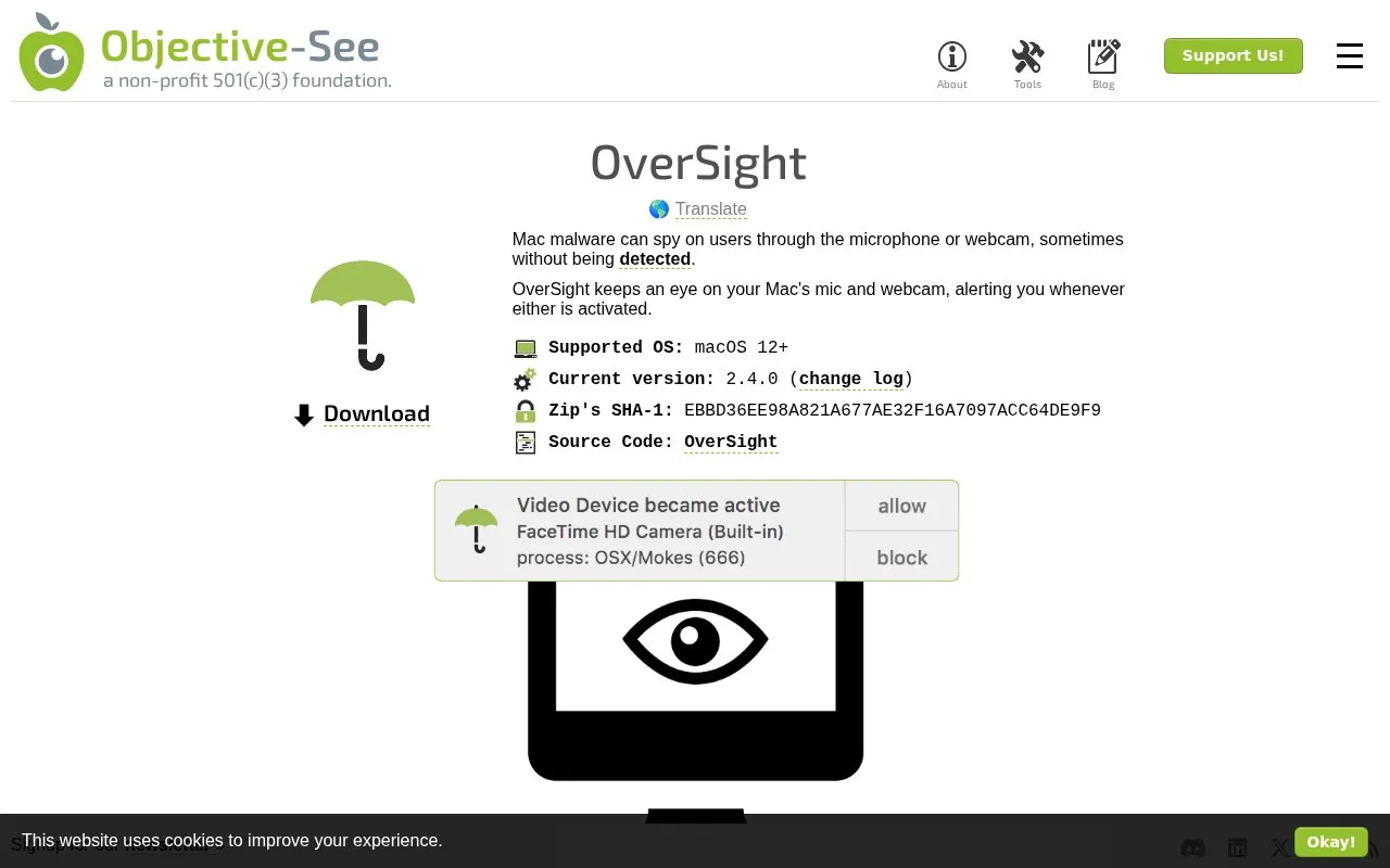 OverSight homepage screenshot