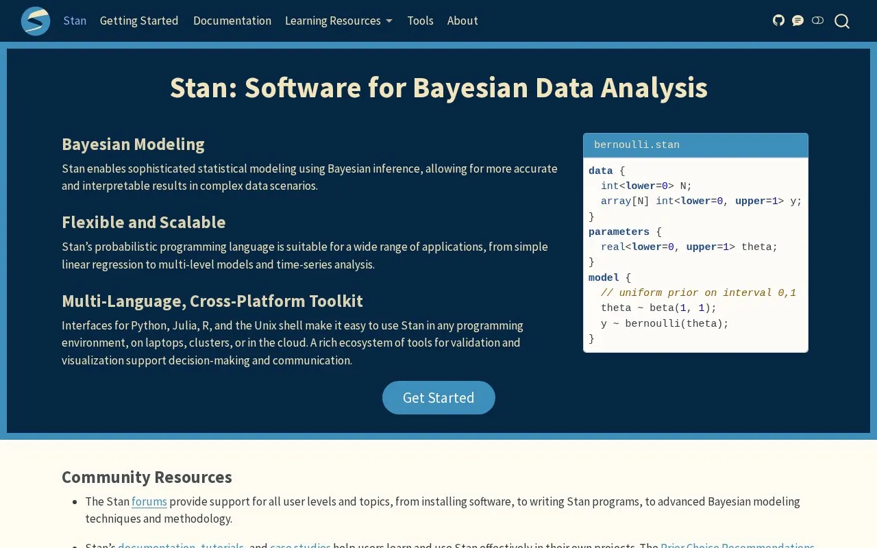 Stan homepage screenshot
