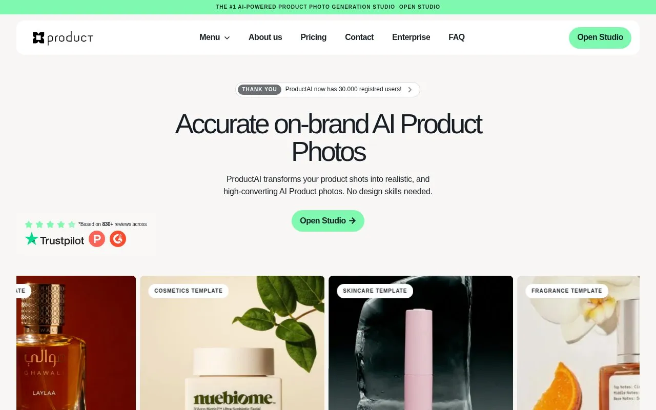 ProductAI homepage screenshot