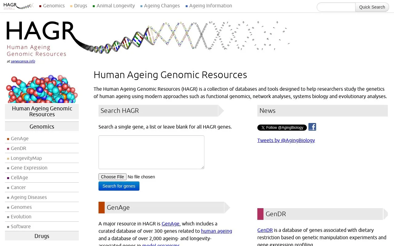 HAGR homepage screenshot