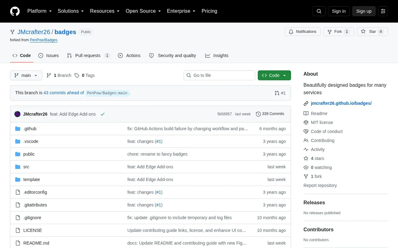 Badges homepage screenshot