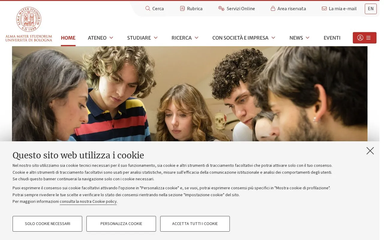 L'Alma Mater Studiorum - Universita di Bologna homepage screenshot